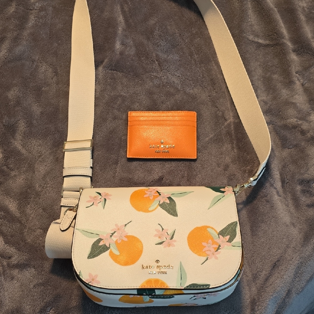 Kate Spade Madison Orange Saddlebag And Card Holder